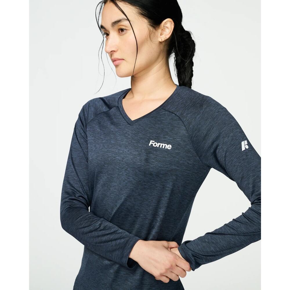 Forme Revive Long Sleeve Top Women's Sz S Small Ocean Navy Blue Posture Recovery